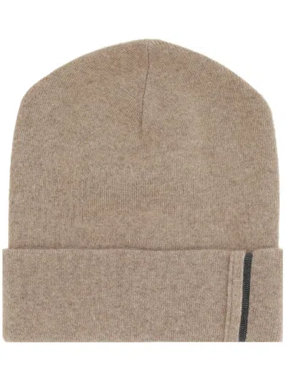 Brunello Cucinelli Monili-detail Cashmere Beanie In Neutrals