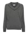 Brunello Cucinelli Long Sleeve V-neck Sweater In Black