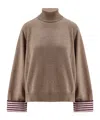 Brunello Cucinelli Women Turtleneck Sweater With Shiny Shirt Details