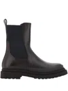 Brunello Cucinelli Bead-embellished Leather Chelsea Boots In Brown