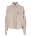 Brunello Cucinelli Monili Detail Curved Hem Shirt In Gray