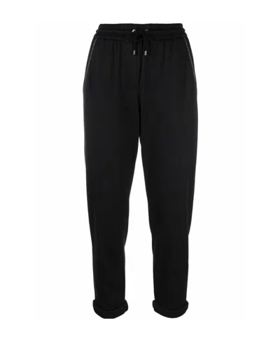 Brunello Cucinelli Monili-detail Drawstring Track Pants In Black