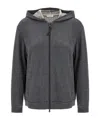 Brunello Cucinelli Precious Zipper Pull Sweatshirt Gray In Gray
