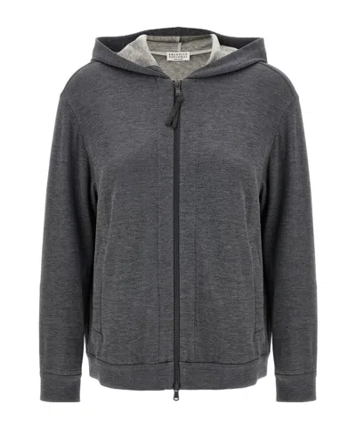 BRUNELLO CUCINELLI BRUNELLO CUCINELLI MONILE-DETAILED ZIP-UP HOODIE