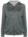 Brunello Cucinelli Women Cotton And Silk Blend Hoodie In Gray