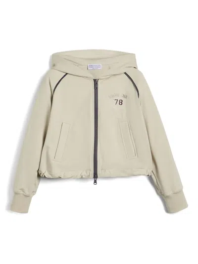 Brunello Cucinelli Kids' Hoodie Mit Monili-detail In Weiss