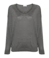 Brunello Cucinelli Women's V-neck Jumper Sweater In Gray