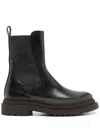 Brunello Cucinelli Chunky Sole Ankle Boots With Contrast Stitching In Black
