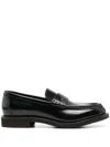 Brunello Cucinelli Polished Leather Monili Penny Loafers In Black