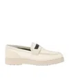 Brunello Cucinelli Beaded Strap Loafers Block Sole In White