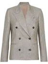 Brunello Cucinelli Monili-detail Mélange-effect Blazer In Brown