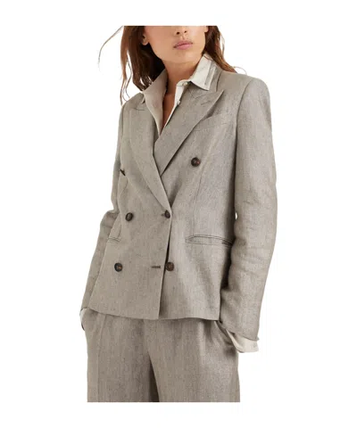BRUNELLO CUCINELLI BRUNELLO CUCINELLI DOUBLE BREASTED STRAIGHT HEM BLAZER