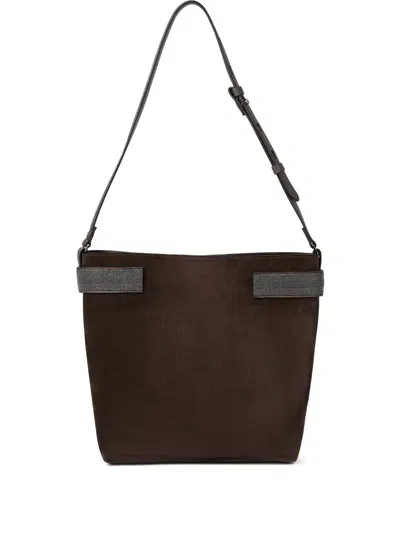 Brunello Cucinelli Monili-detail Shoulder Bag In Brown