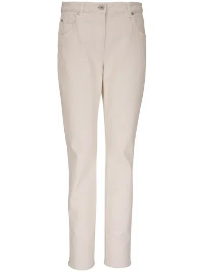 Brunello Cucinelli Monili-detail Slim-cut Trousers In Neutrals