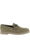 Brunello Cucinelli Monile Suede Loafers Rubber Sole Stitching In Green