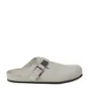 Brunello Cucinelli Monili-detail Suede Slippers In Light Gray