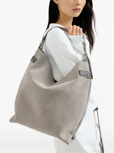 Brunello Cucinelli Monili-detail Suede Tote Bag In Gray