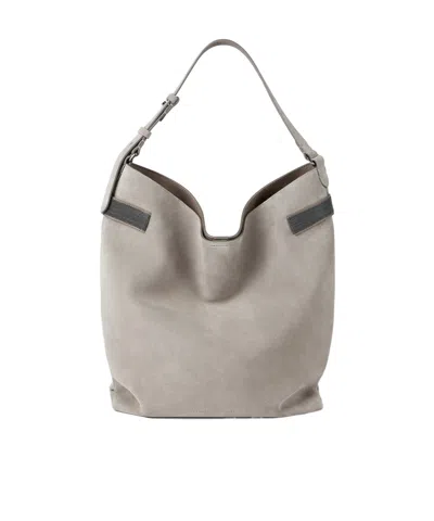 Brunello Cucinelli Monili-detail Suede Tote Bag In Gray