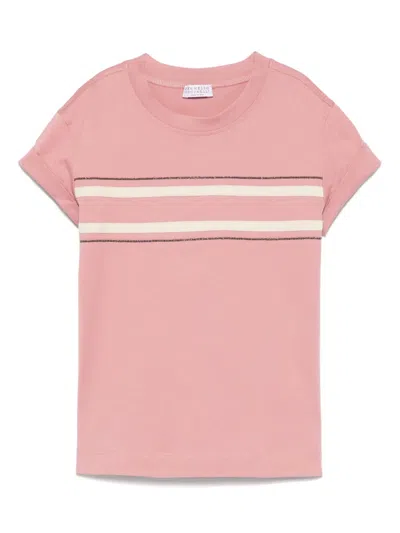Brunello Cucinelli Kids' Monili-detail T-shirt In Pink