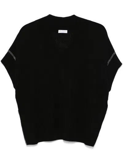 Brunello Cucinelli Monili-detail Top In Black