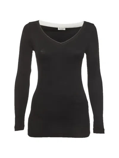 Pre-owned Brunello Cucinelli Monili Detail Top In Blue