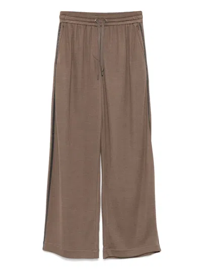 Brunello Cucinelli Monili-detail Track Pants In Brown