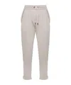 Brunello Cucinelli White Pants With Elastic Drawstring Waist And Monile Detail On The Pockets In Cotton Woman In Nude
