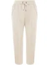 Brunello Cucinelli Slouchy Trousers In Cotton Gabardine And Linen In Neutrals