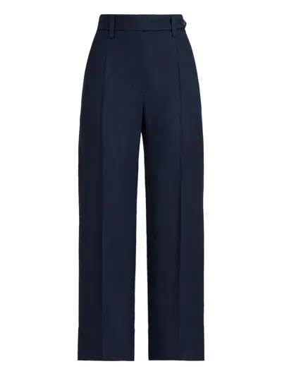 Brunello Cucinelli Twill Monili-trim Trousers In Blue