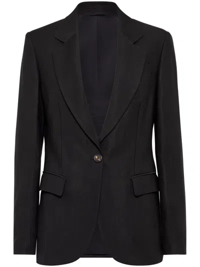 Brunello Cucinelli Monili-detail Twill Blazer In Black