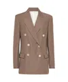 Brunello Cucinelli Women Linen Blend Double-breasted Jacket In Brown