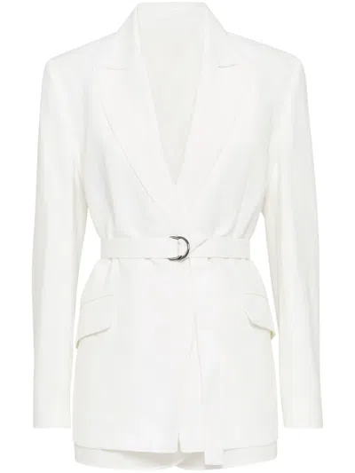 Brunello Cucinelli Monili-detail Twill Blazer In White