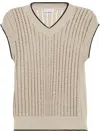 Brunello Cucinelli Beige Knit Vest In Neutrals