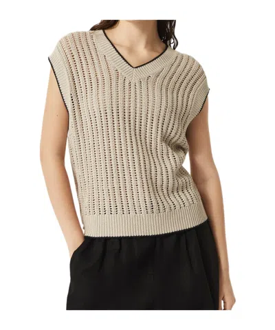 BRUNELLO CUCINELLI BRUNELLO CUCINELLI EMBELLISHED OPENWORK RIB SWEATER VEST