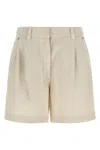 Brunello Cucinelli Women Cotton And Linen Shorts With Jewellery In Neutral