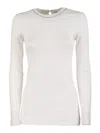 Brunello Cucinelli Women Ribbed Stretch Cotton Jersey T-shirt With Jewellery In White