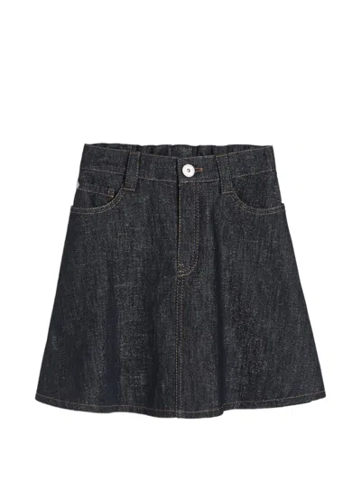 Brunello Cucinelli Kids' Monili-detailed Flared Denim Skirt In Blue
