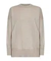 Brunello Cucinelli Women Beige Cashmere Sweater With Monili In Gray