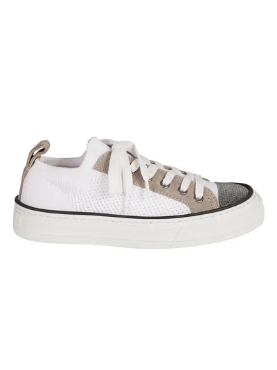 BRUNELLO CUCINELLI BRUNELLO CUCINELLI MONILI-DETAILED PANELED LACE-UP SNEAKERS