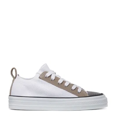 BRUNELLO CUCINELLI BRUNELLO CUCINELLI MONILI-DETAILED PANELLED LACE-UP SNEAKERS