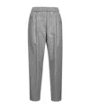 Brunello Cucinelli Wool Trousers With Elastic Waistband And Pleated Front In Gray