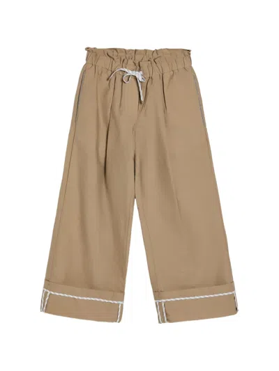 Brunello Cucinelli Kids' Monili-detailed Trousers In Neutral