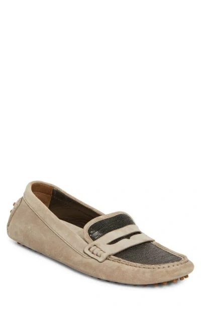 Brunello Cucinelli Monili Driving Shoe In C5859 Dark Beige