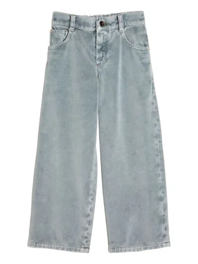 Brunello Cucinelli Kids' Monili Dyed Jeans In Gray