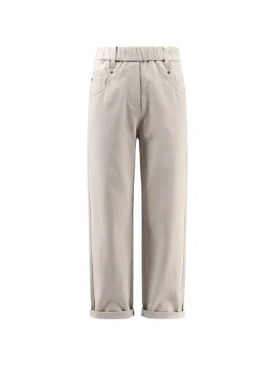 Brunello Cucinelli Monili Elasticated Trousers In Gray