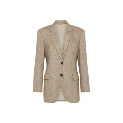 Brunello Cucinelli Monili Embellished Blazer In Brown