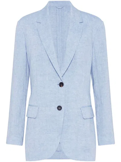 Brunello Cucinelli Monili-embellished Blazer In Blue