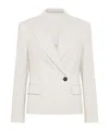 Brunello Cucinelli Linen Sparkling Canvas Blazer With Monili In White