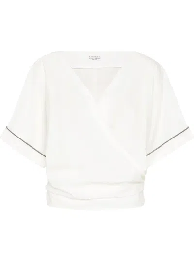 Brunello Cucinelli Monili-embellished Blouse In White