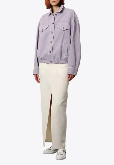 Brunello Cucinelli Monili Embellished Button-up Jacket In Purple